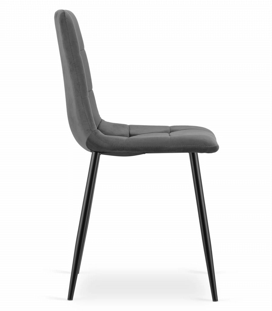 Sedia Valora PYRA in velluto grigio scuro, design moderno x2
