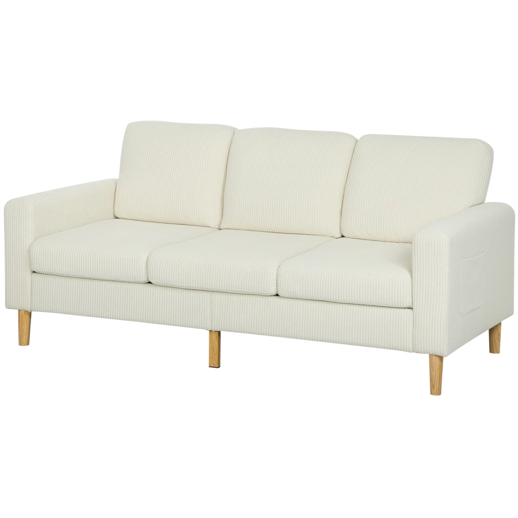 Divano 3 Posti in Velluto ¨C zephmum ¨C Beige 192x80x84.5cm