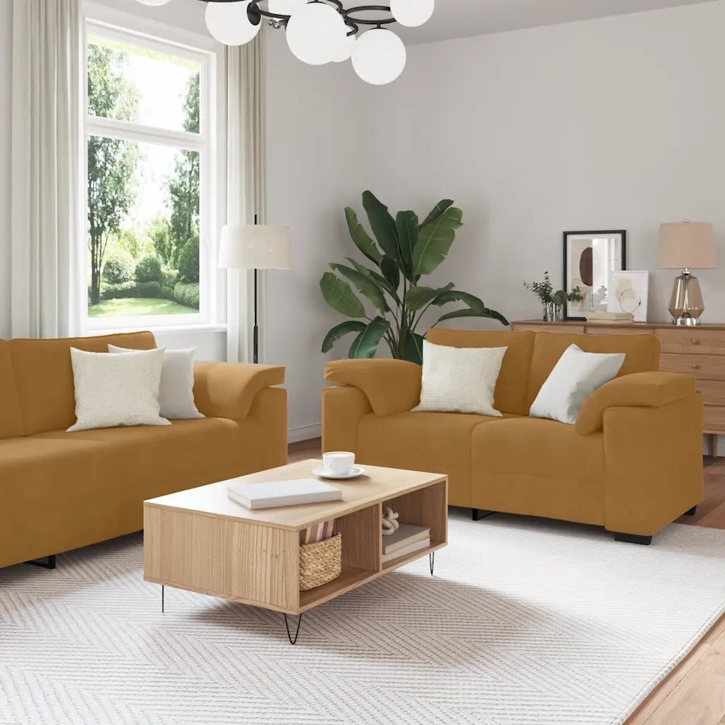 Set di Divani 3 pz con Cuscini Marrone in Velluto 3324674