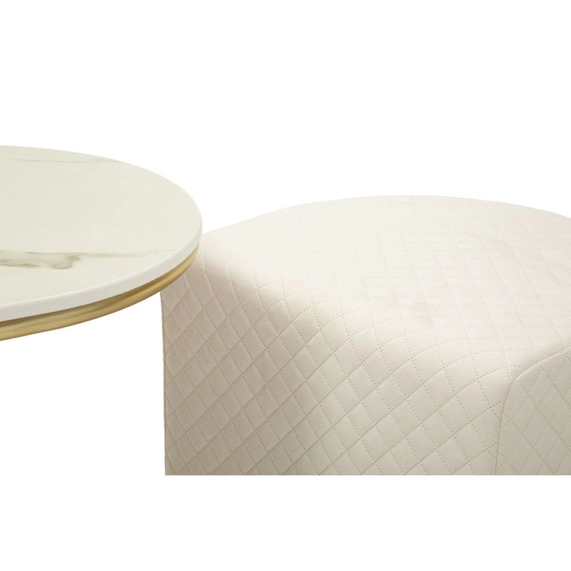 Tavolo Da Caffe' Con 2 Puff Relax cm 79x45x44-42x37x37