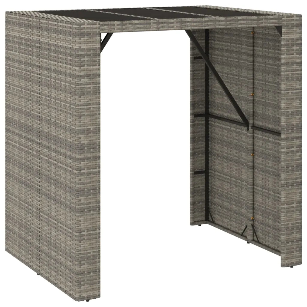 Set Bar Giardino 5pz Grigio Polyrattan e Legno Massello Acacia 3187701