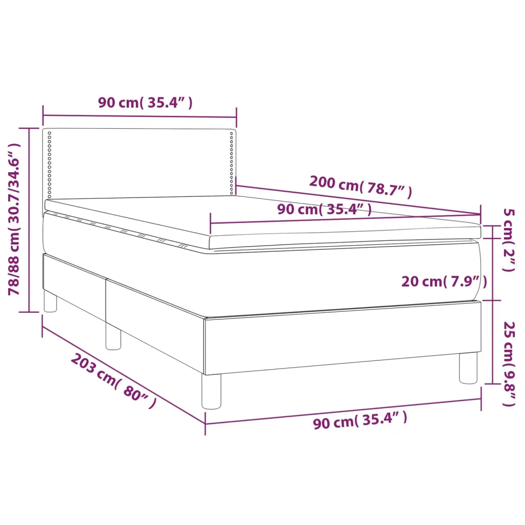 Giroletto a Molle con Materasso e LED-Struttura Letto Nero 90x200 cm Similpelle 520602