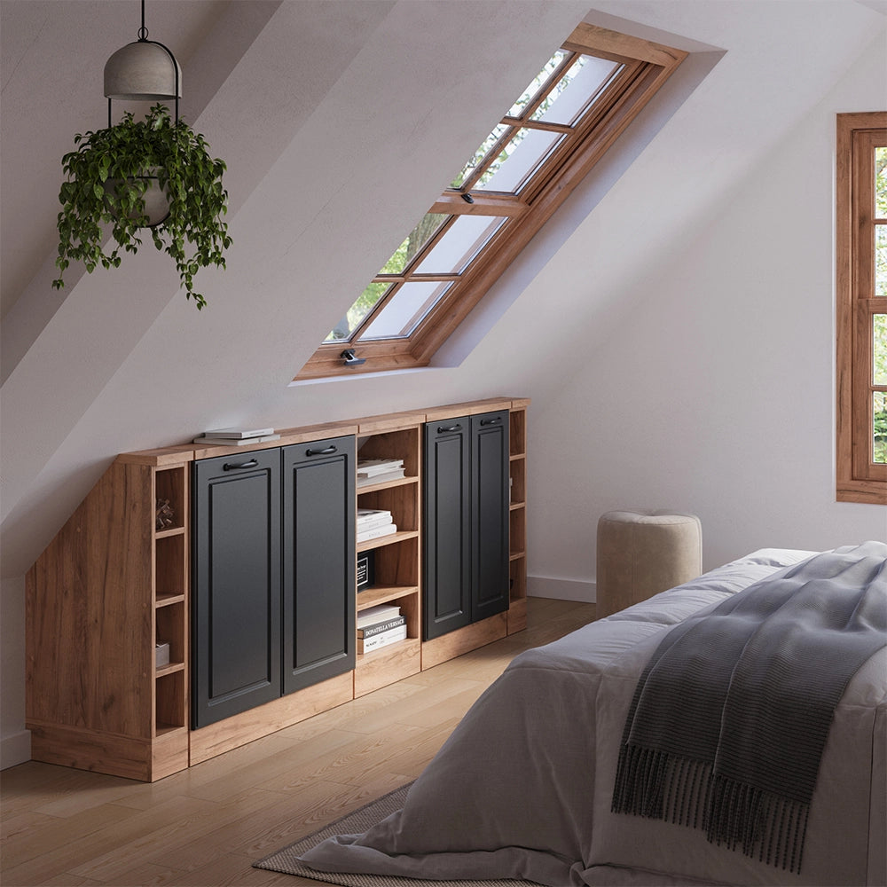 Set di mobili sottotetto Rion Antracite rustico/Rovere dorato Set di 5 Vicco