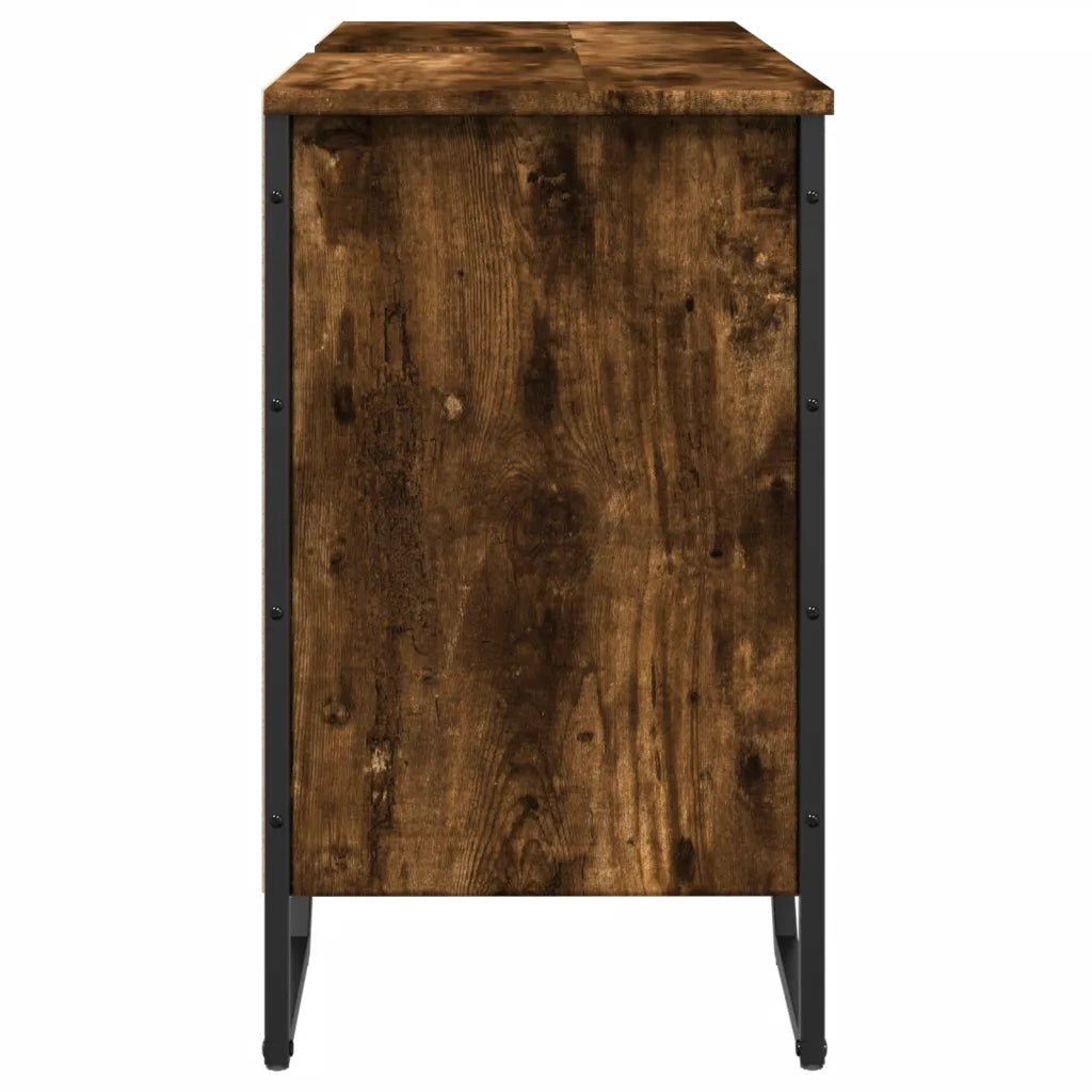 Mobile Lavabo Bagno-Armadietto da bagno Rovere Fumo 91x35x60 cm in Truciolato