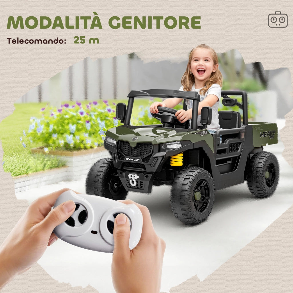 Macchina Elettrica Bambini 12V con Telecomando, Sospensioni, Bagagliaio e Musica, Et¨¤ 3-8 Anni, Verde
