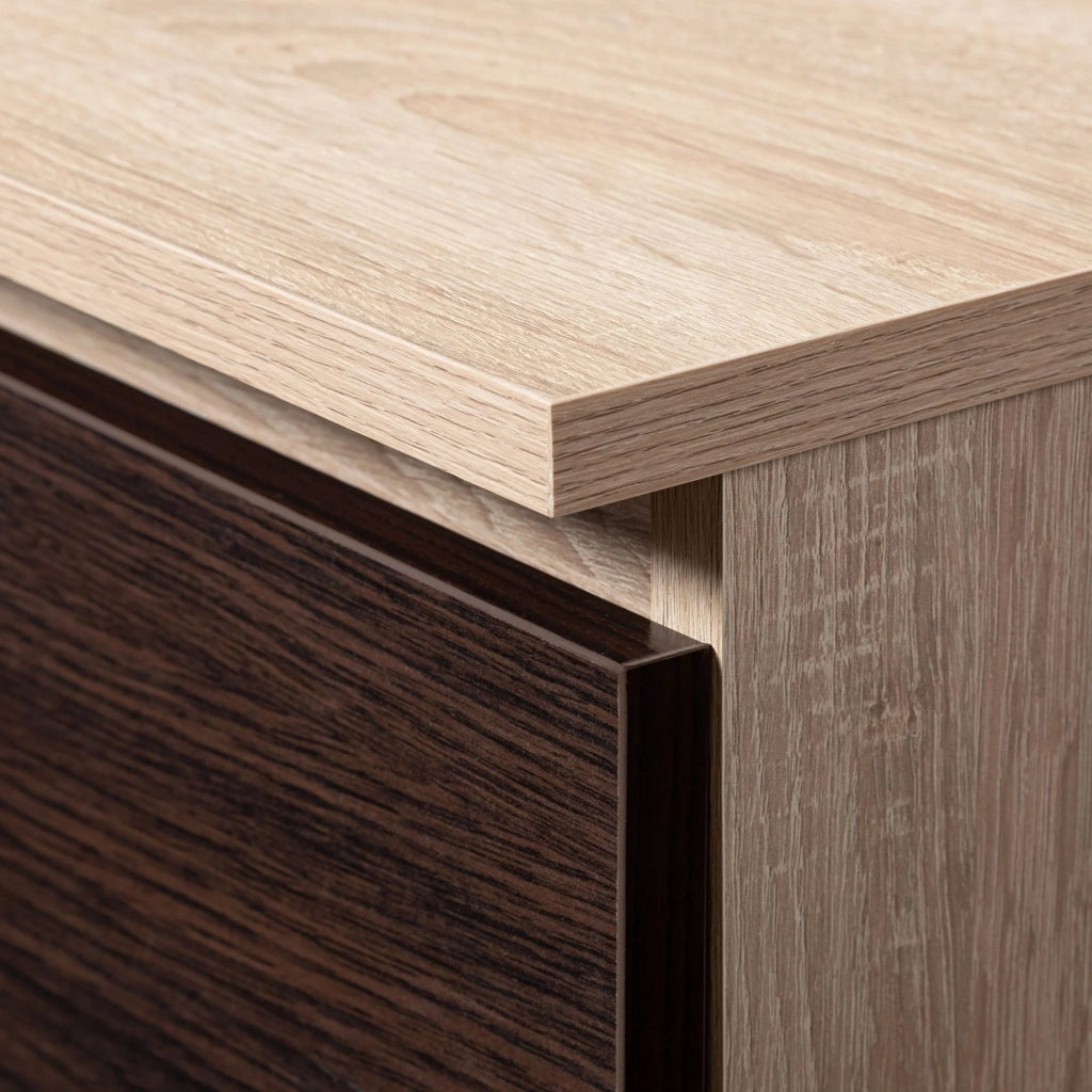 Cassettiera AKORD K140 Sonoma Quercia 138 cm 3 ante 3 cassetti inserto frontale Wengé 138x40x99 cm