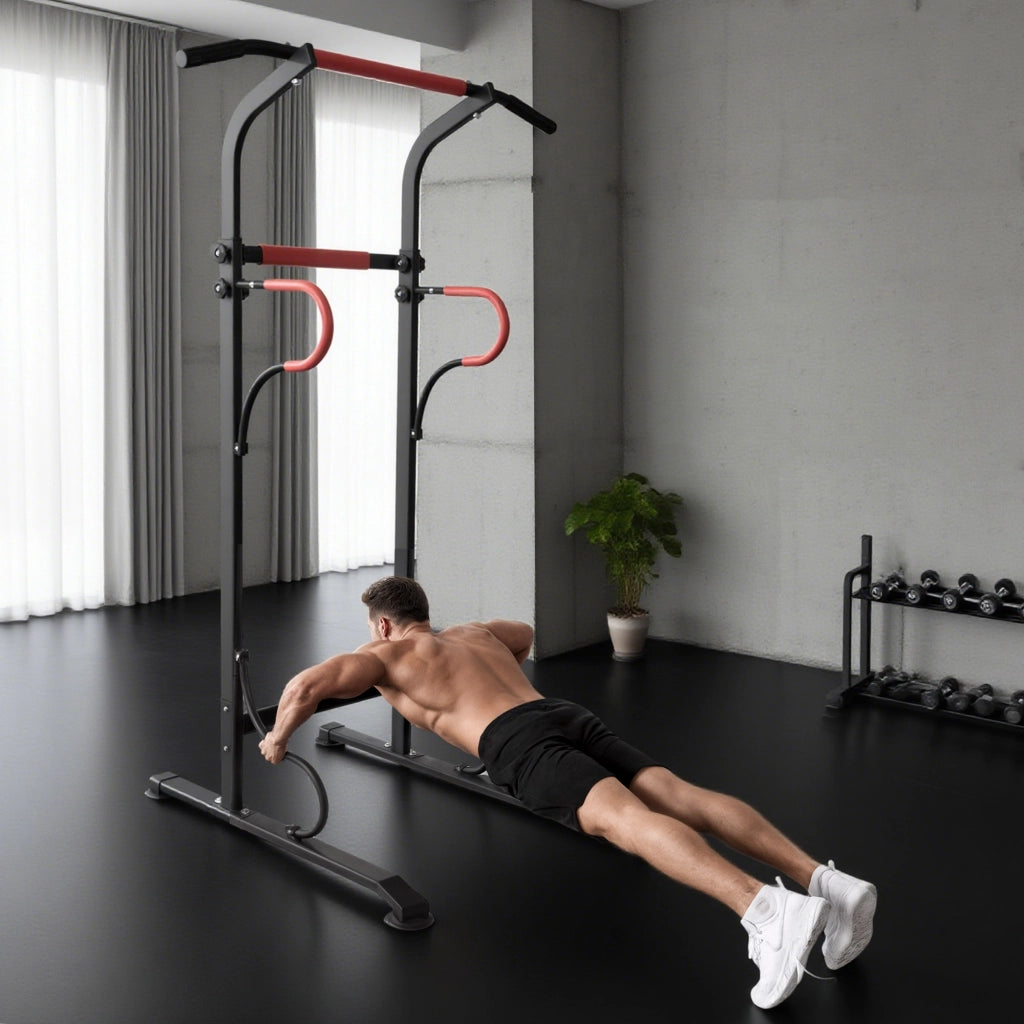 Stazione Fitness Multifunzione Power Tower ¨C Xylo ¨C Altezza Regolabile 171-219cm Nero Rosso