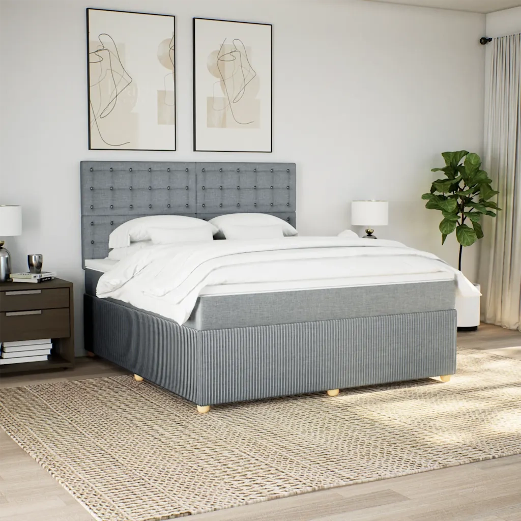 Giroletto a Molle con Materasso Grigio Chiaro180x200 cm Tessuto 3292149