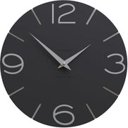 Orologio da Parete Smile, manufatto a mano in Italia, 30 cm, elegante e silenzioso, alta qualità, idea regalo perfetta [nero e alluminio].