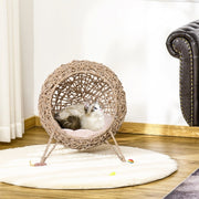 CUCCIA PER GATTI in PE rattan e metallo con cuscino Marrone