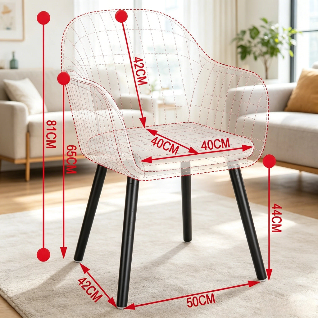 Sedia da pranzo Set da 2 con Braccioli e Schienale Ergonomico, in Velluto Nero e Blu