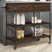 Carrello da Cucina-Scaffale per Cucina Rovere Marrone 105x42x95cm Legno Multistrato