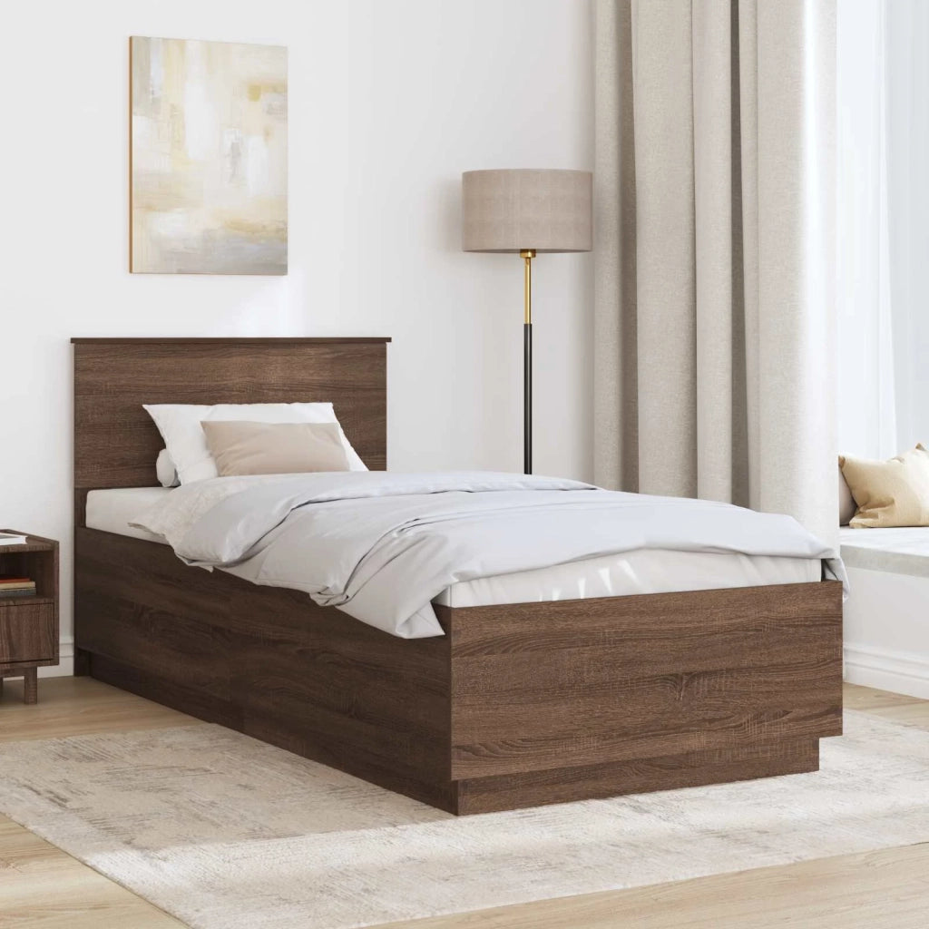 Struttura del letto con testiera Rovere Marrone 70 x 190 cm 3408221