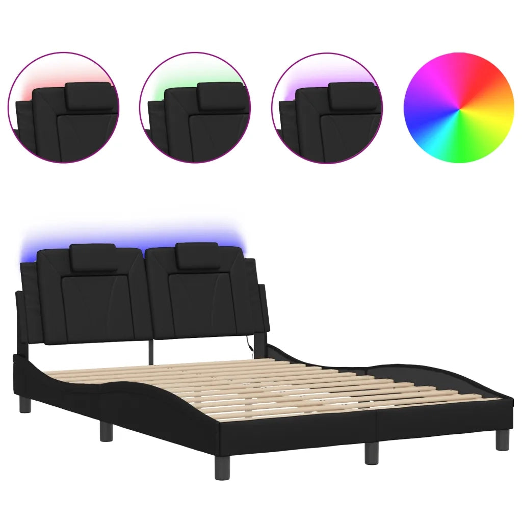 Giroletto Viana con LED senza Materasso-Struttura Letto Nero 120x200 cm