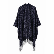 Sciarpa da donna in stile streetwear europeo e americano, scialle/mantella caldo/a doppio uso in tinta unita con nappe per autunno e inverno.