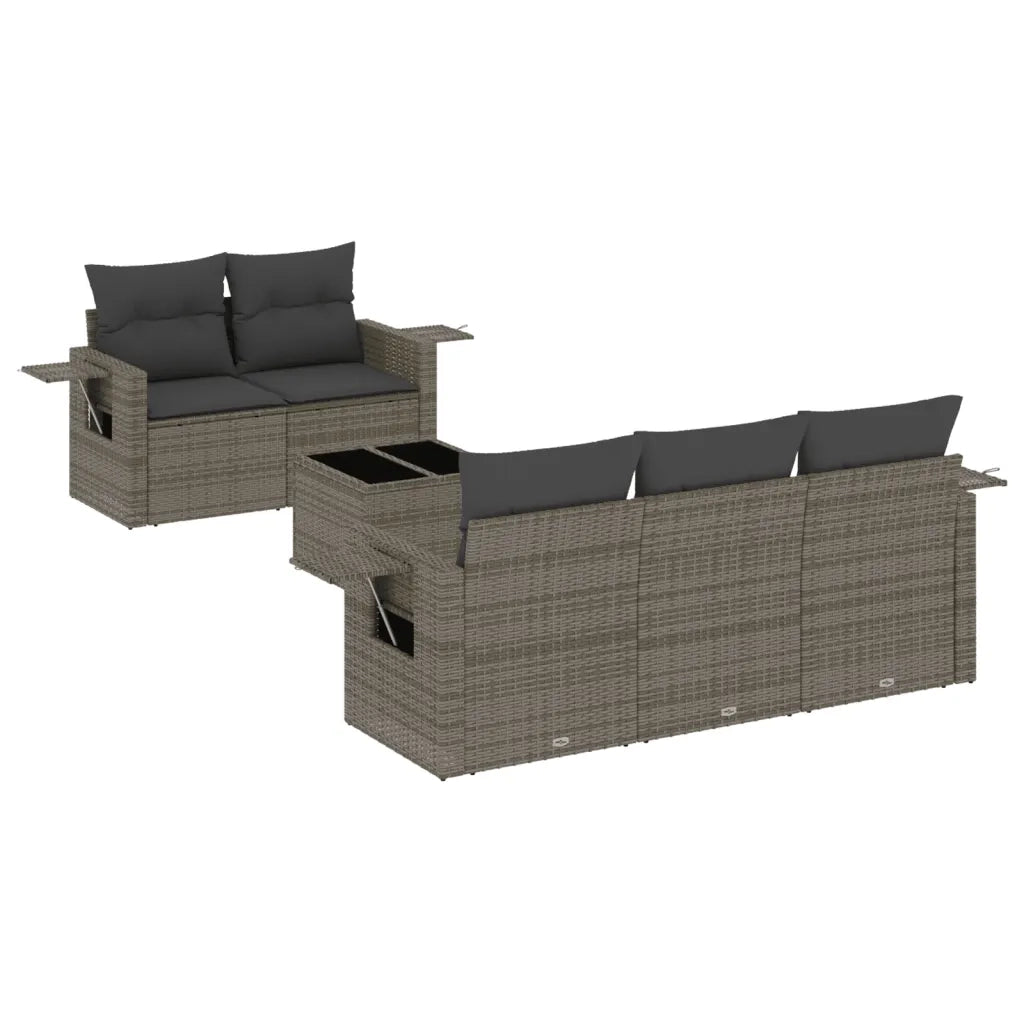 Set Divano da Giardino 6 pz con Cuscini Grigio in Polyrattan 3219899