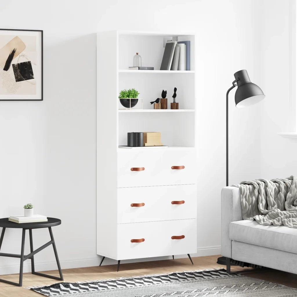 Credenza | Madia | Buffet da pranzo | Armadio da pranzo Bianca 69,5x34x180 cm in Legno Multistrato