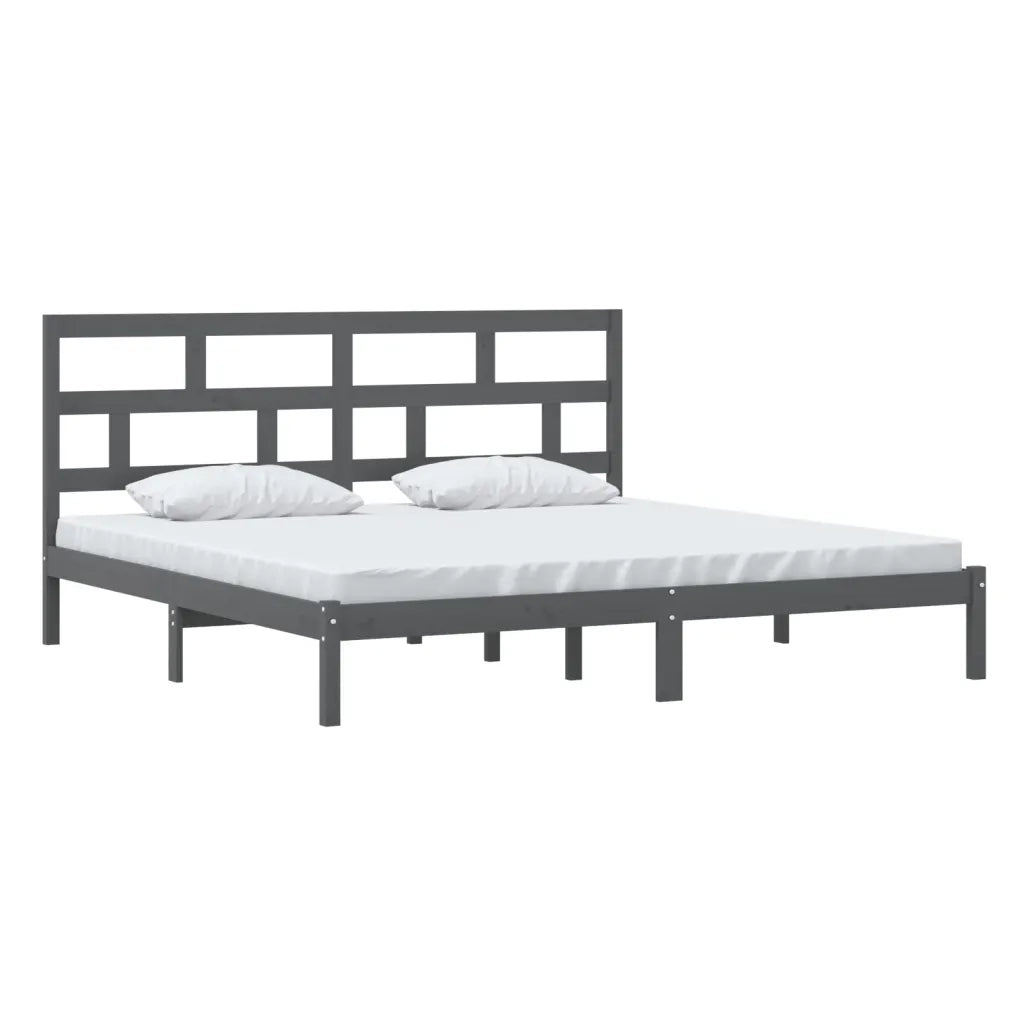 Giroletto-Struttura Letto Grigio in Legno Massello di Pino 200x200 cm 211808