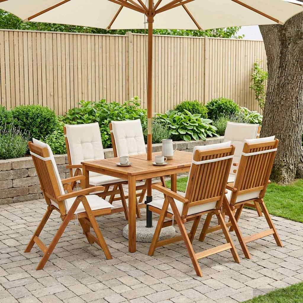 Set da pranzo da giardino 7 pezzi Naturale 3434560