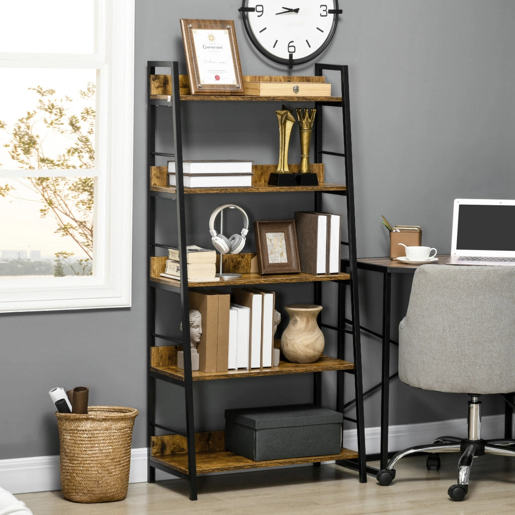 Libreria Scaffale 5 Livelli Stile Industriale ¨C Minimal ¨C 70x35x150 cm