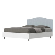 BS COM Letto matrimoniale con rete 160x200 bianco frassino testata microfibra azzurro