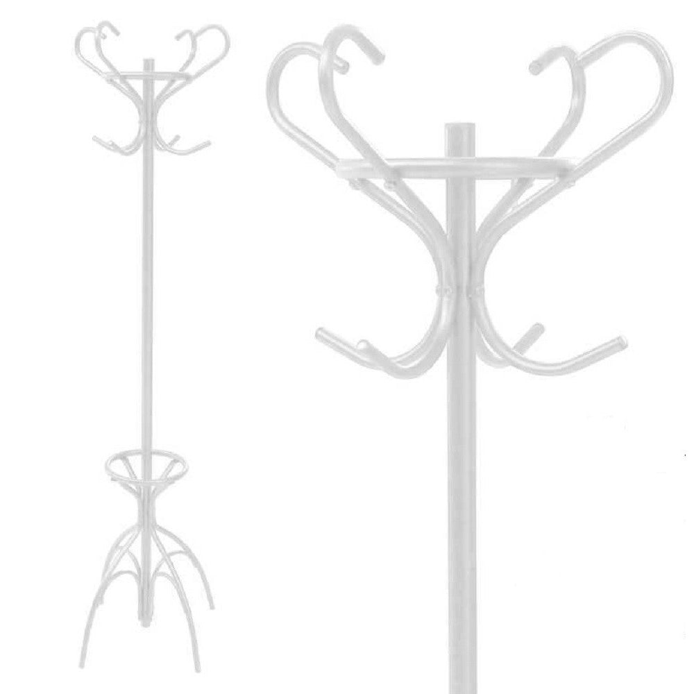 Trade Shop - Attaccapanni Appendiabiti Piantana Metallo Bianco Ganci Moderno 45x170cm 756689 -