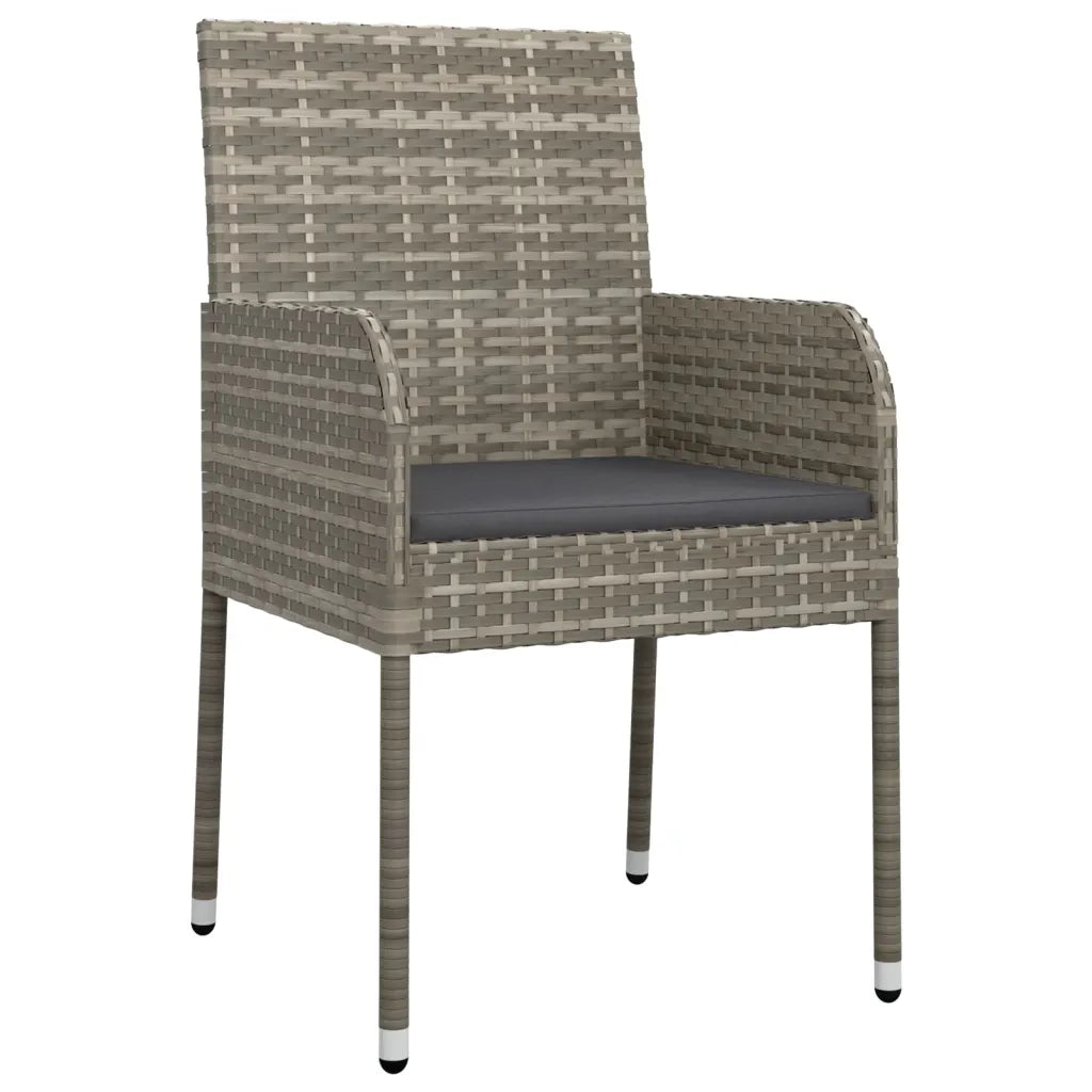 Set Salotto Giardino 3 pz con Cuscini Nero e Grigio Polyrattan 3185161