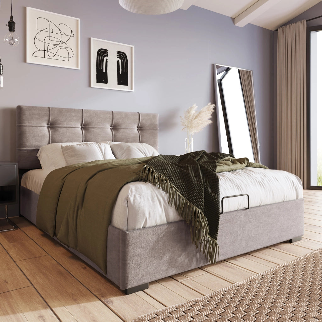 letto imbottito velluto grigio chiaro 90 x 200 cm