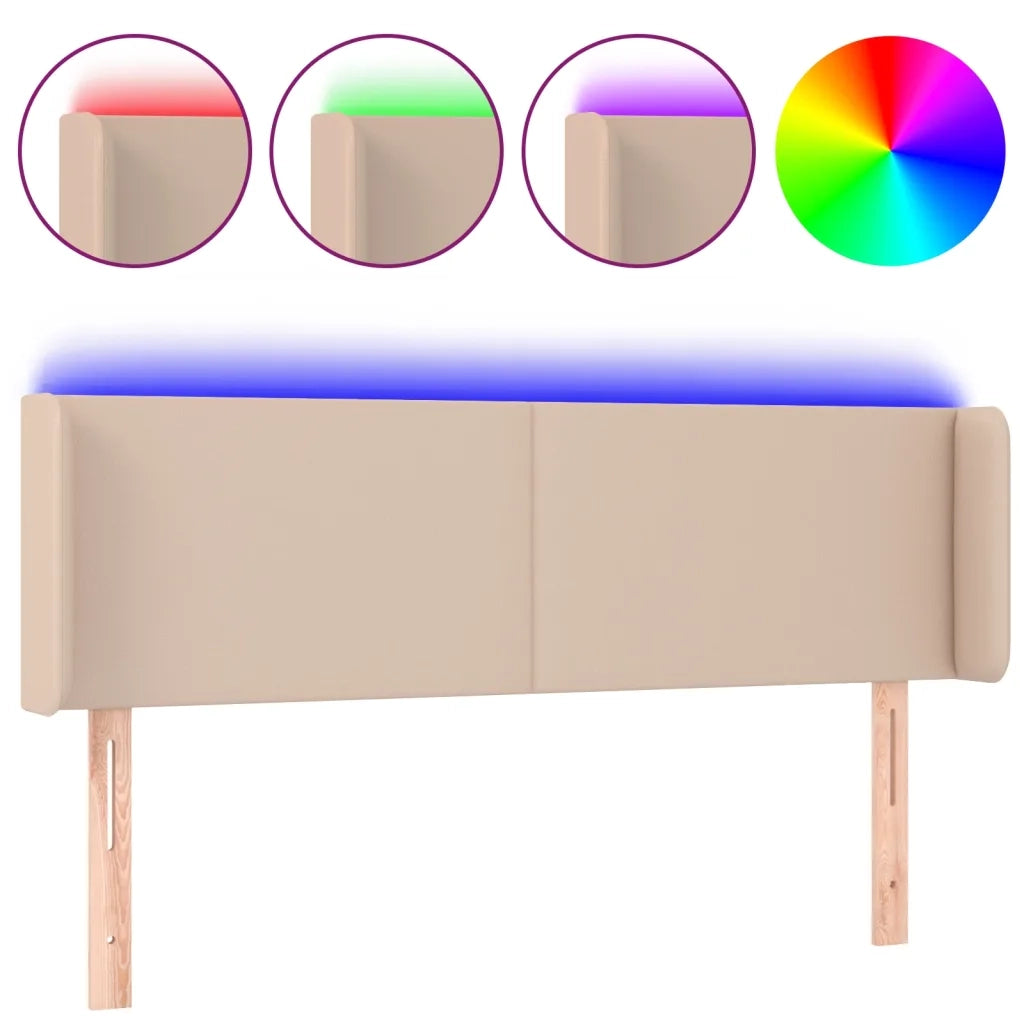 Testiera | Testata Cappuccino a LED 147x16x78/88 cm in Similpelle