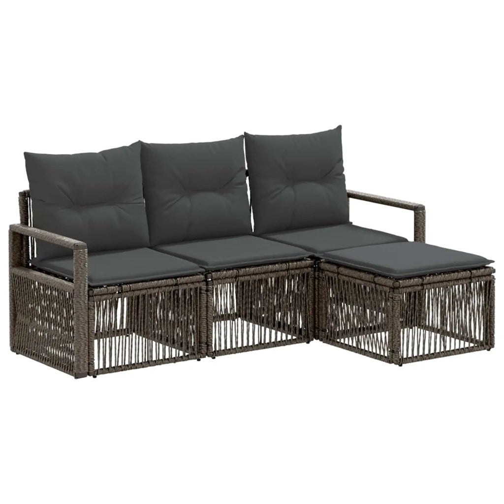 Set Divano da Giardino 4 pz Grigio polyrattan 3435692