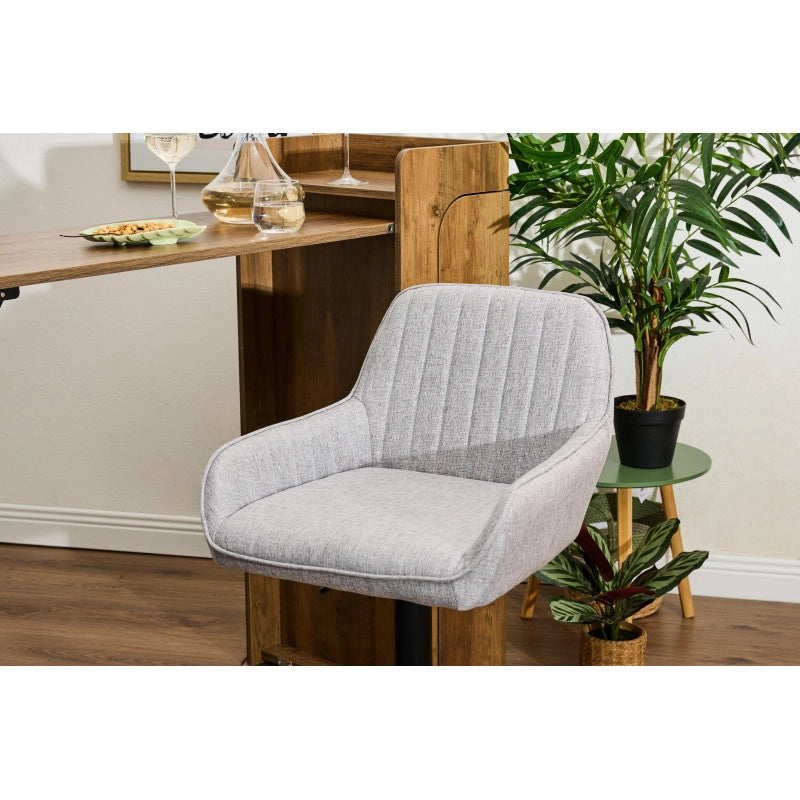 Set di 2 Sgabelli Percy In Tessuto Grigio Chiaro Melange Dimensione 49x53x89 5-109 5cm