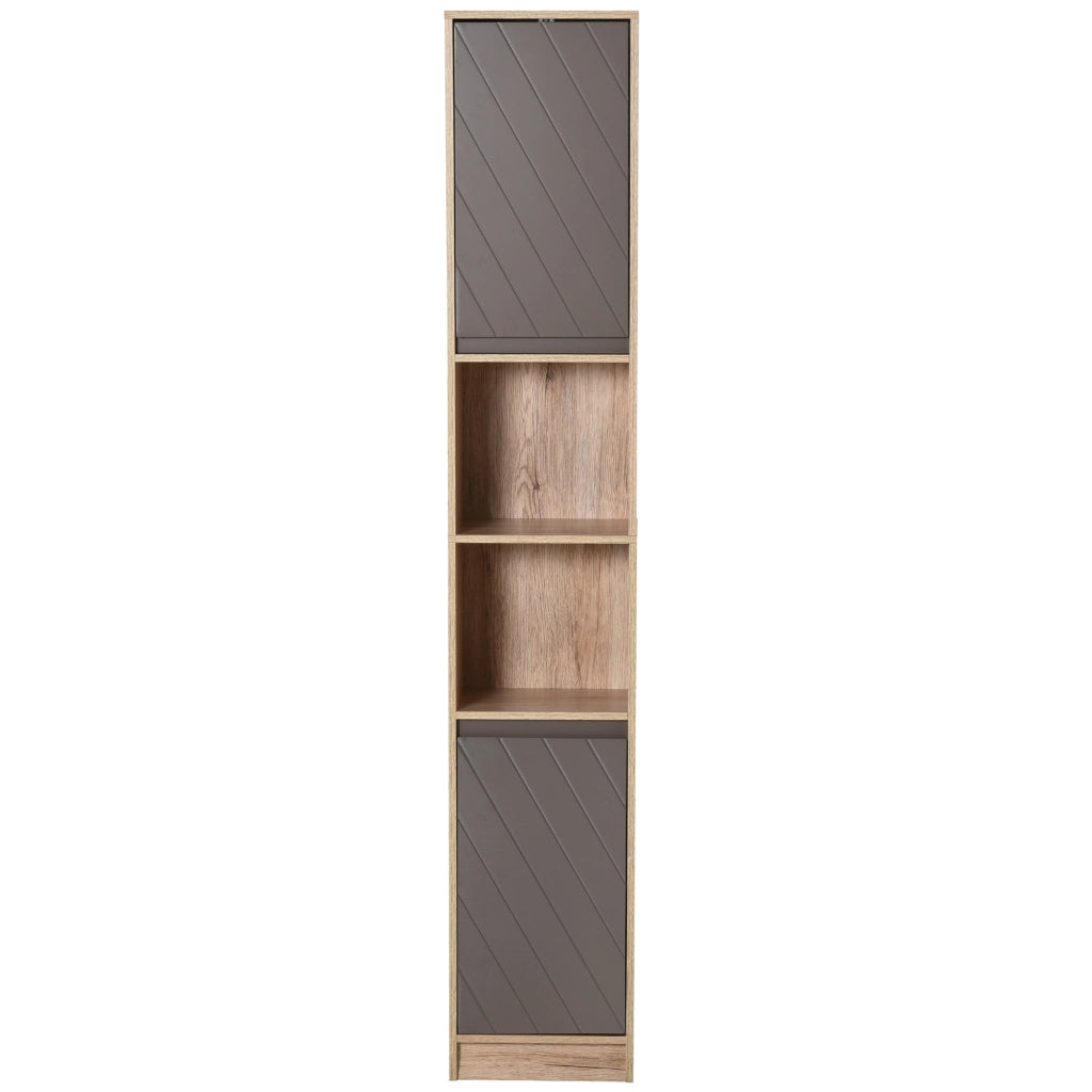 Armadietto Colonna per Bagno ¨C Zephmum ¨C Legno Rovere Grigio 30x24x170