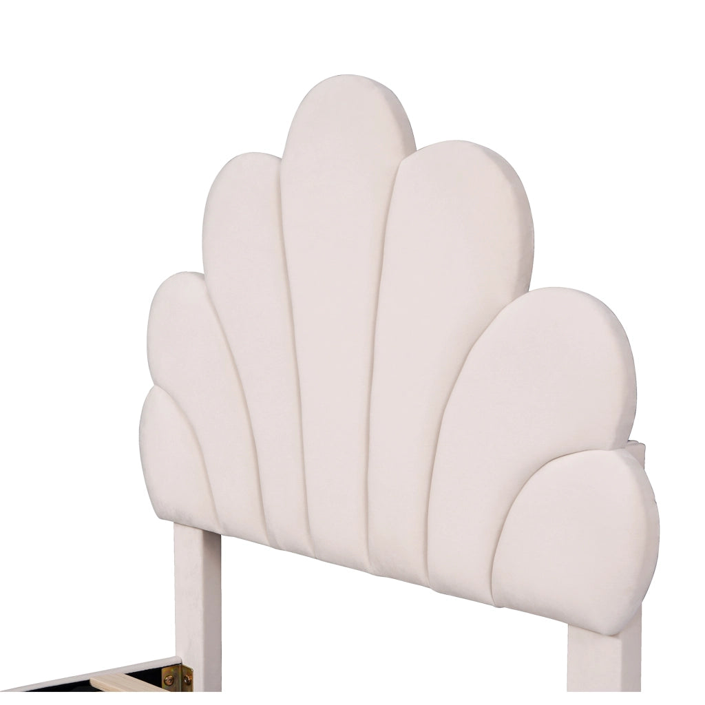 letto imbottito velluto beige 90 x 200 cm