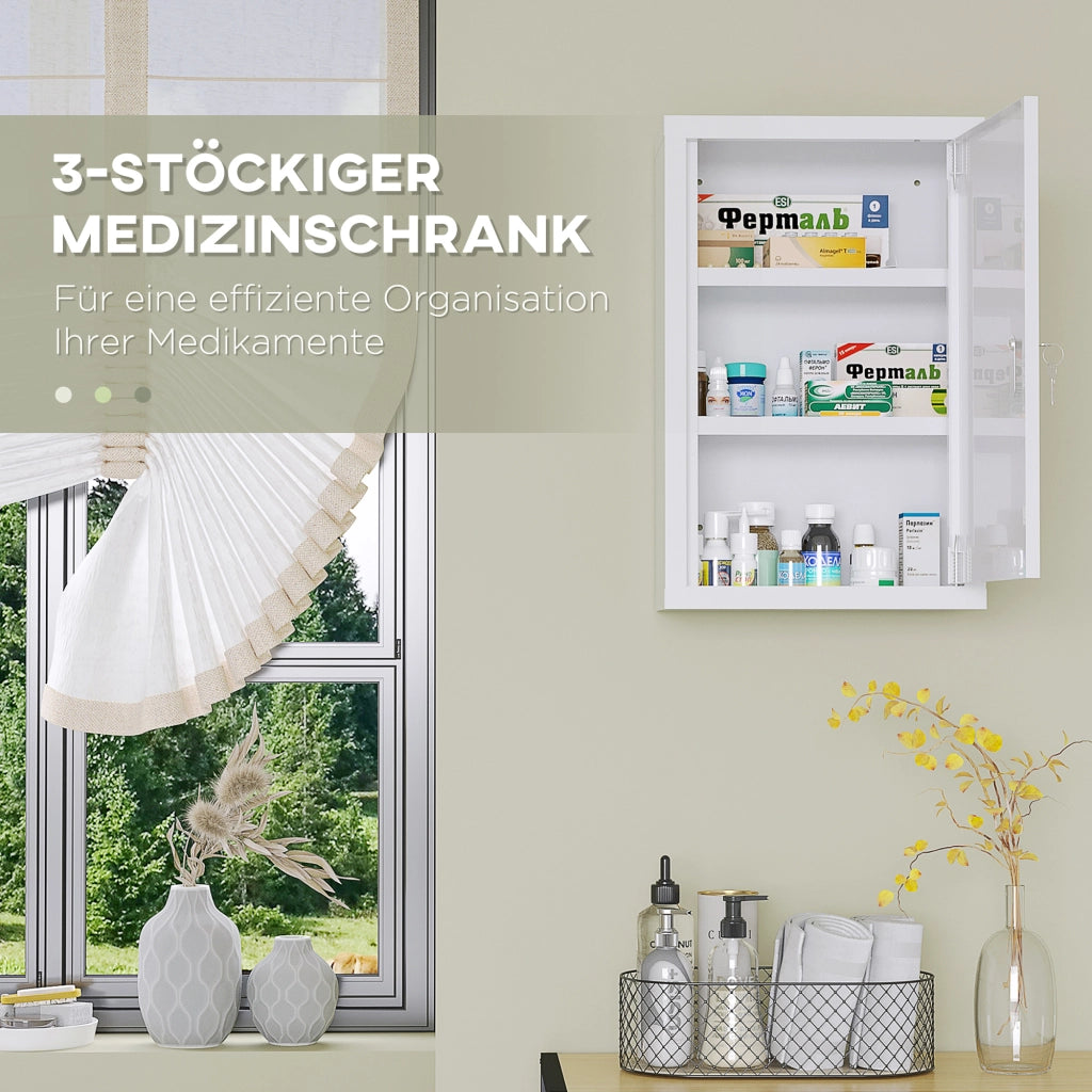Armadietto Medicinali con Serratura ¨C Xylo ¨C Acciaio Bianco 30x14x46 cm
