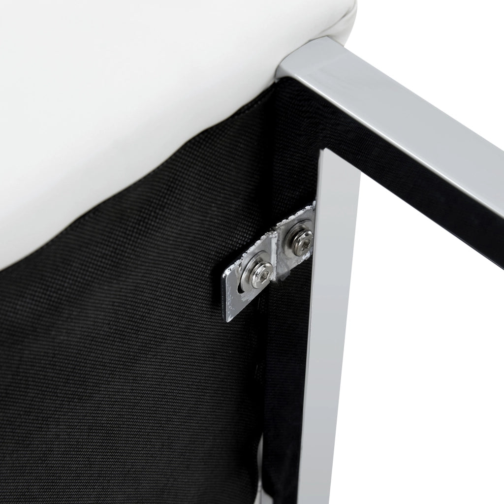 SEDIA BAR 91,4 cm in PU Bianco e Metallo Argento