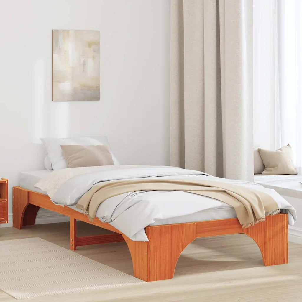 Struttura del letto Marrone cerato 90 x 200 cm Pino massello 872964