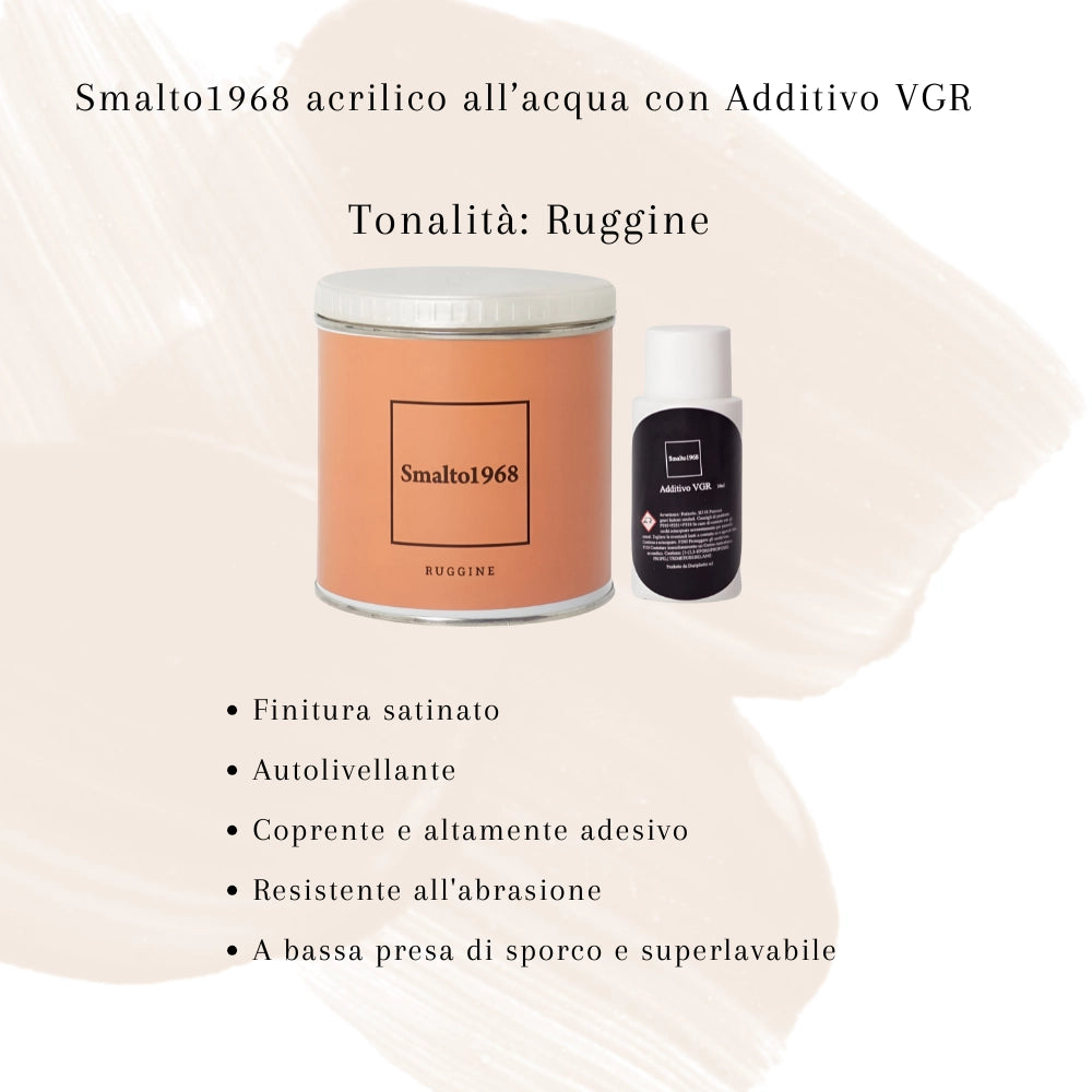 Smalto1968 base acqua vgr piastrelle ceramiche supporti difficili l 0.5 *** colore- ruggine, confezione 1