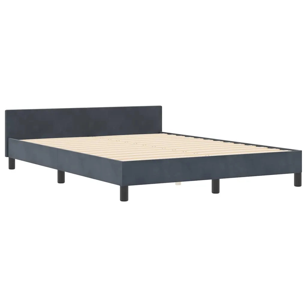 Letto matrimoniale | Letto per adulti | Letto a molle con testiera Grigio scuro 140 x 200 cm Velluto