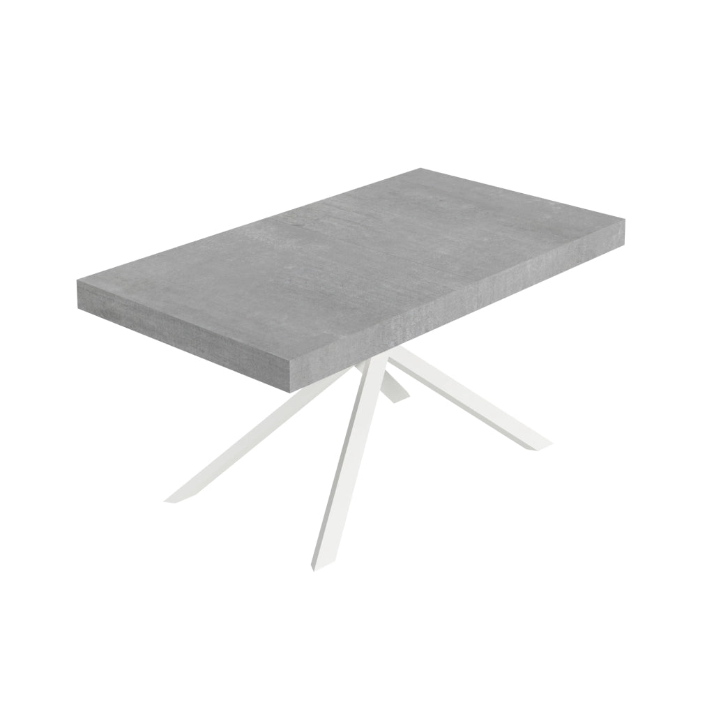 Tavolo Allungabile 160-264x90x74 cm Niket Cemento Gambe Bianche