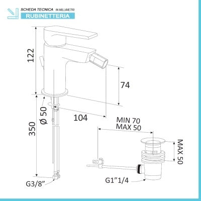 Set miscelatori lavabo bidet e doccia incasso cromato Mariani Artic