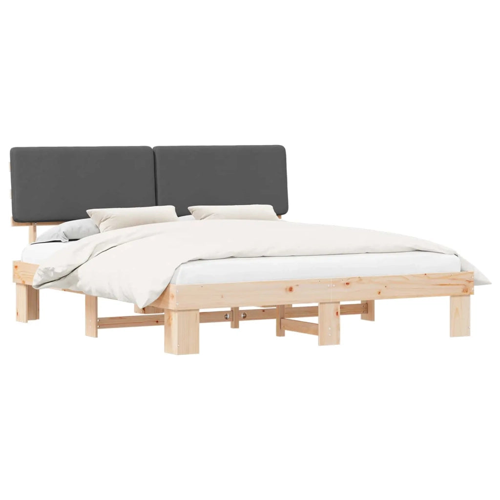 Letto con Testiera Rivestita Grigio scuro 180 x 200 cm
