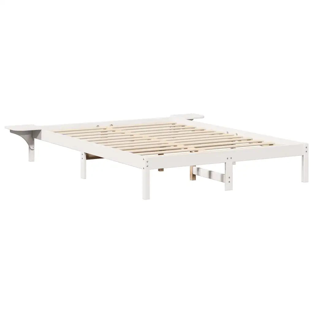 Struttura del letto-Giroletto-Rete del Letto Bianco 150 x 200 cm Pino massello 505482