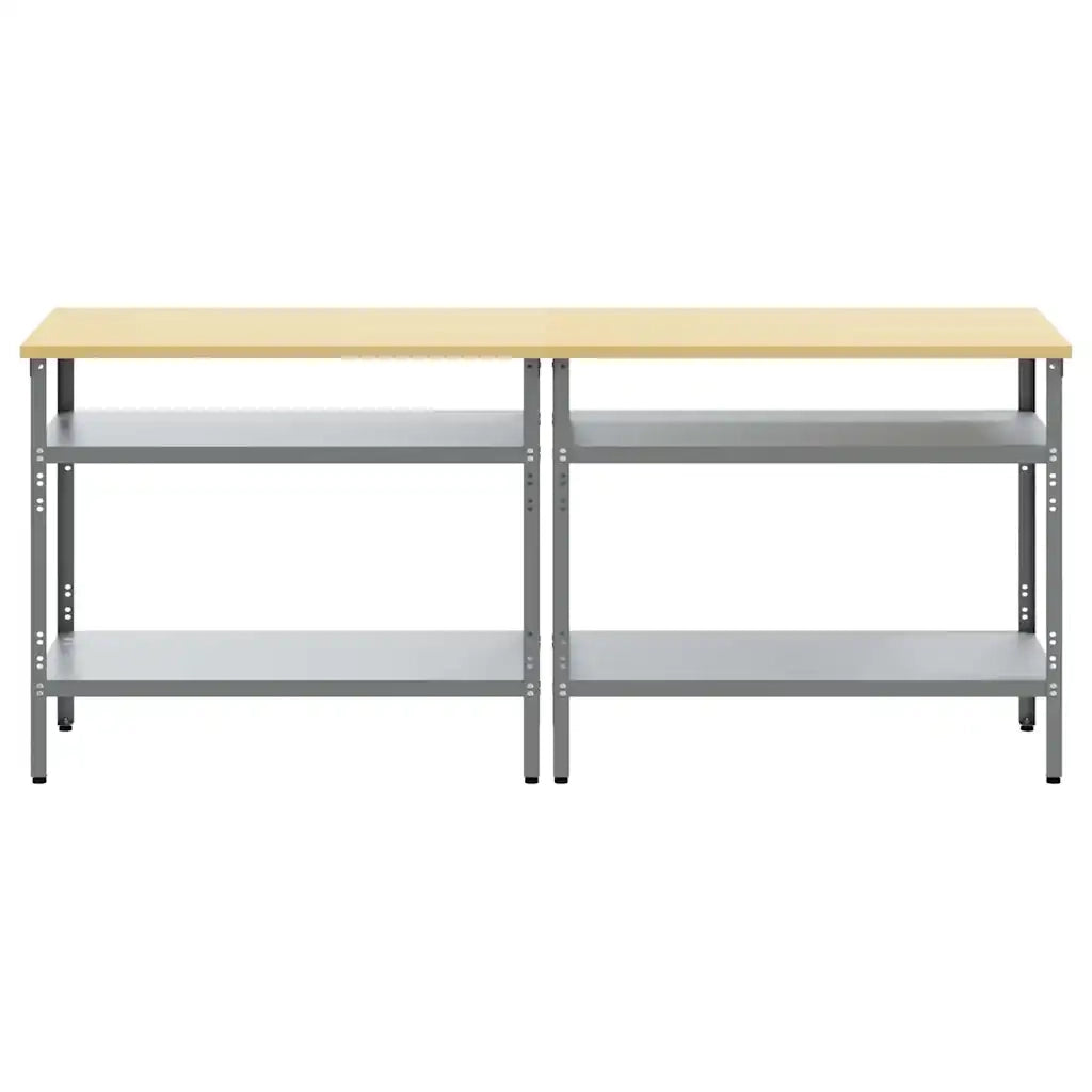 Set banco da lavoro 2 pz Beige e grigio 200 x 55 x 85 cm CFW3137731