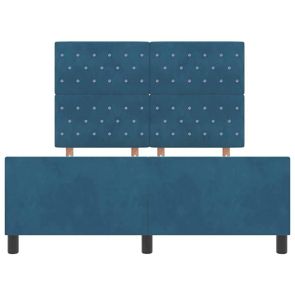 Letto a molle con testiera Blu Scuro 140 x 190 cm Velluto