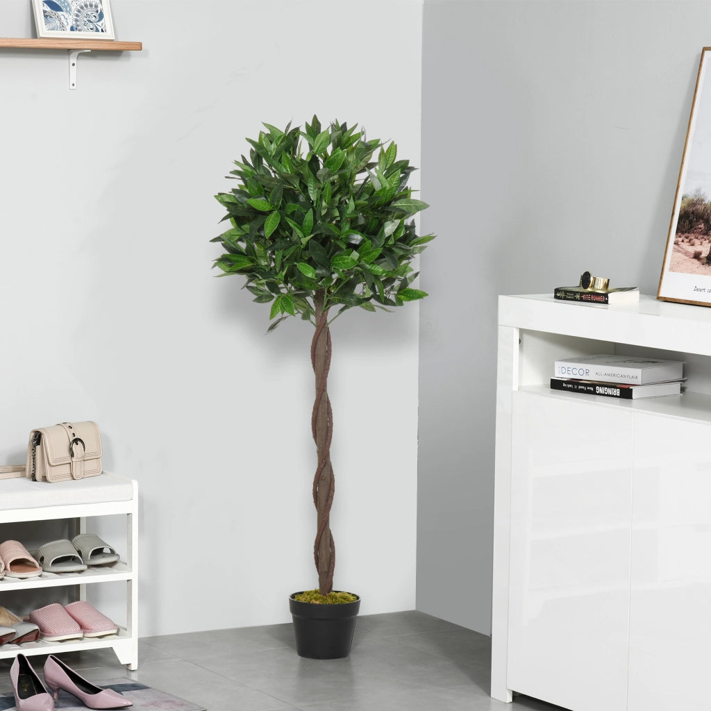 EasyComfort Set di 2 Alberi di Alloro in Vaso, Piante Finte in Plastica Altezza 120cm per Interni