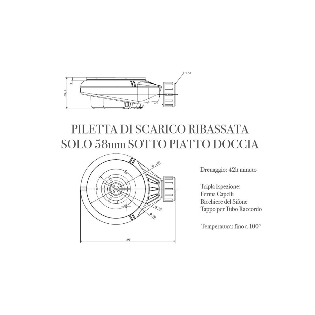 Piatto doccia in marmo resina bianco pietra cemento prestige, misura 90x190