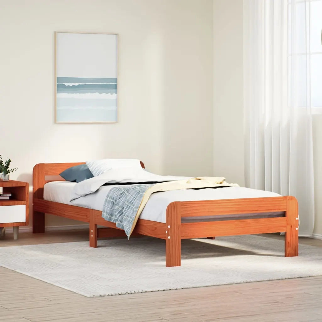 Letto senza Materasso Marrone Cera 75x190 cm in Legno di Pino 855498