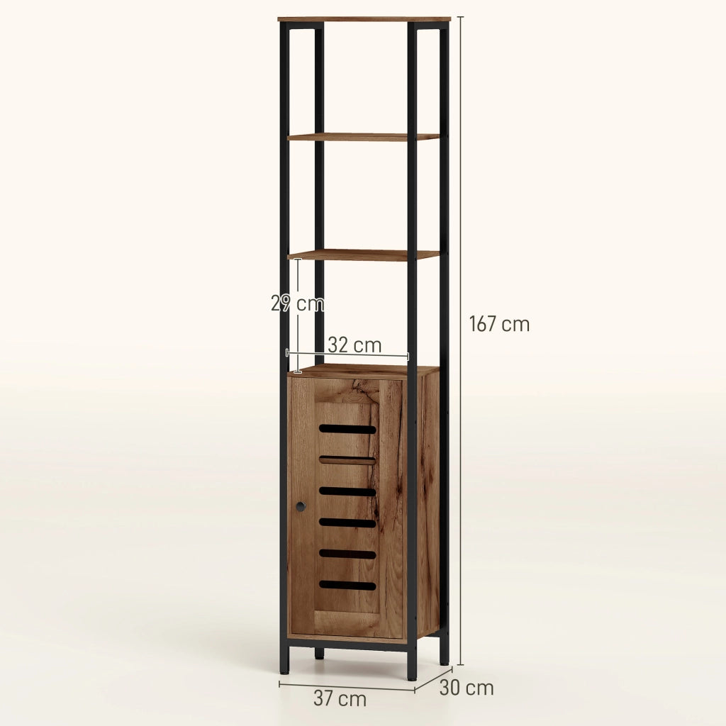 Colonna bagno salvaspazio con anta ripiani regolabili ¨C Xylo ¨C 37x30x167 cm marrone