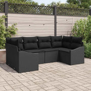 Set Divano da Giardino con archiviazione 6 pcs Nero polyrattan