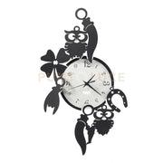 Orologio da parete di design portafortuna Good Luck Nero e bianco marmo